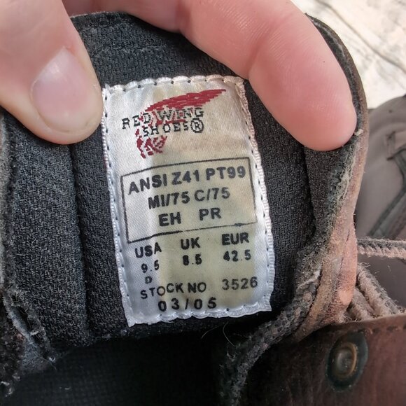 Red Wing 3526 Steel Toe Leather Work Boots Brown EH Slip-Resistant – Men’s 9.5 - Picture 6 of 11